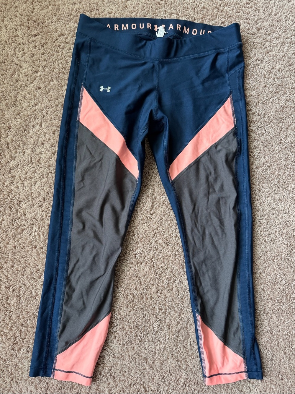 Under Armour Navy, Gray & Pink Panelled Track Pants